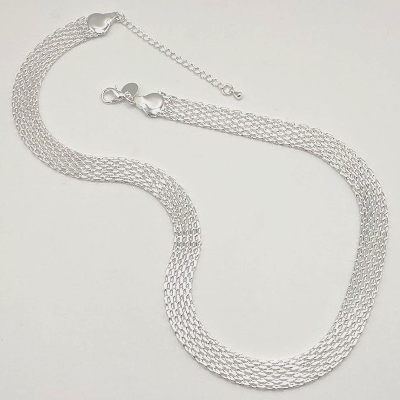 925 Silver Plated Necklace Weave Chainmail 10mm Valentines Birthday Gift New